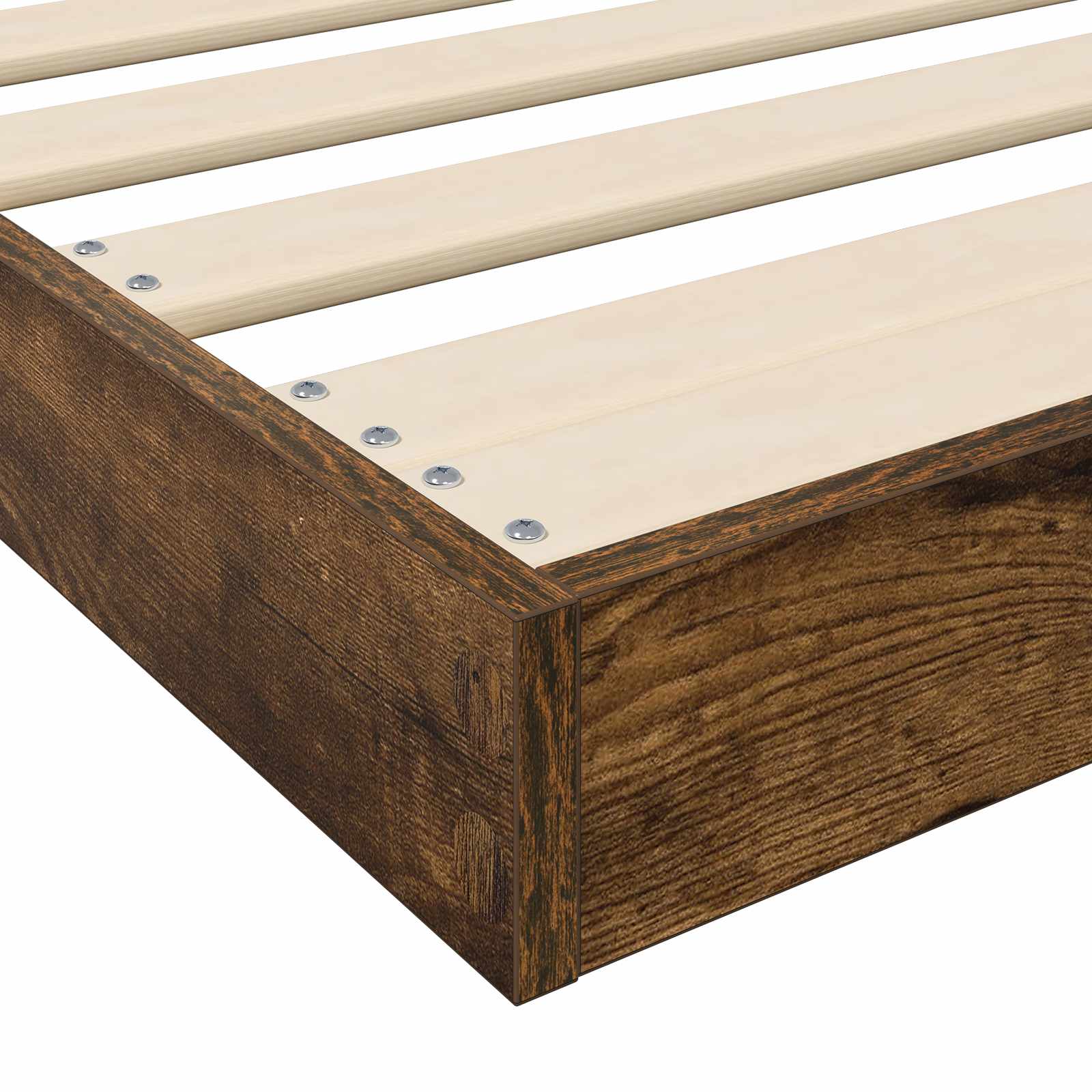 Bodenbettrahmen Geräucherte Eiche 100 x 200 cm Holzwerkstoff