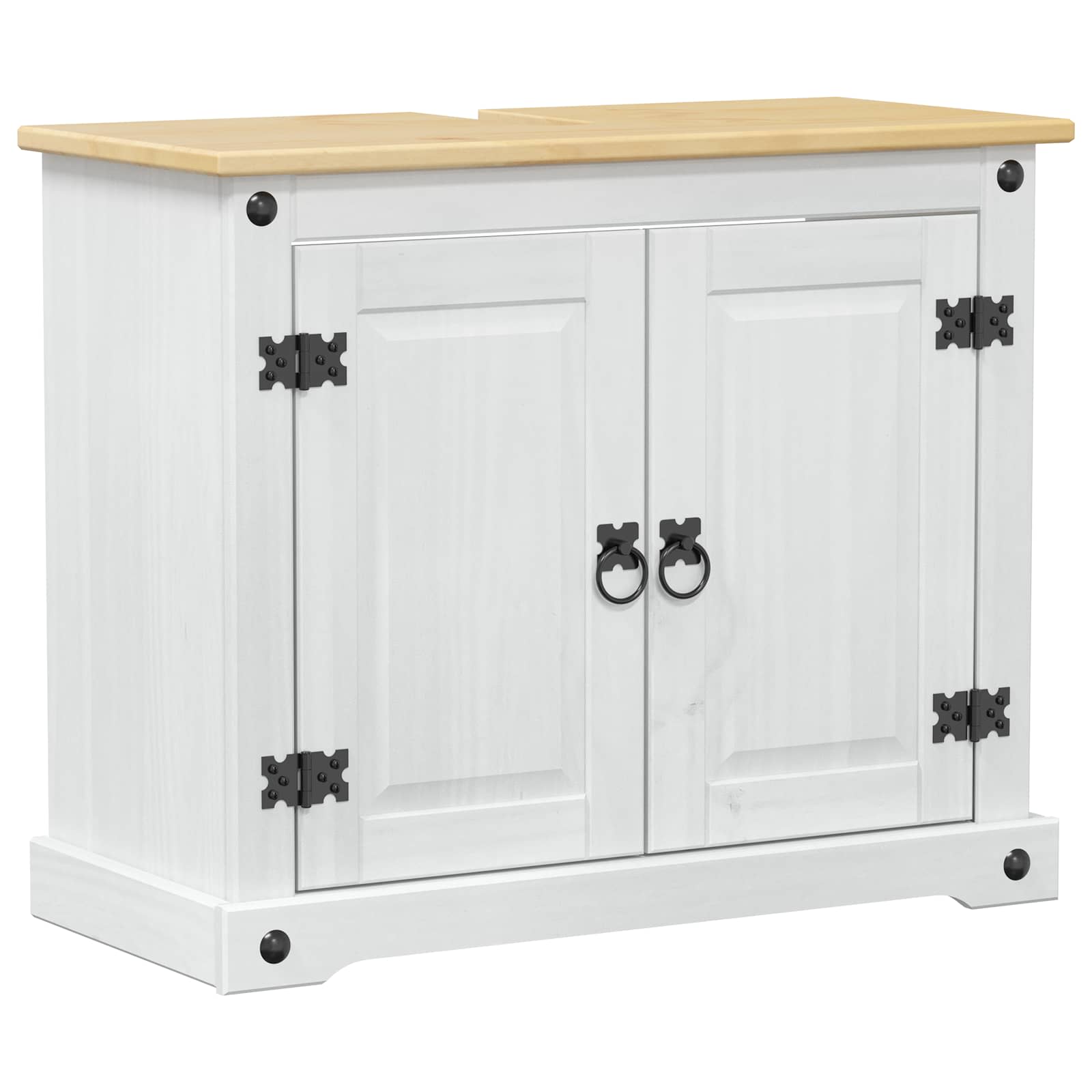 Waschbeckenunterschrank mit Regal mit Tür Weiß 73 x 33 x 60 cm