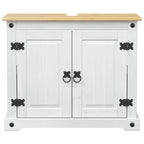 Waschbeckenunterschrank mit Regal mit Tür Weiß 73 x 33 x 60 cm