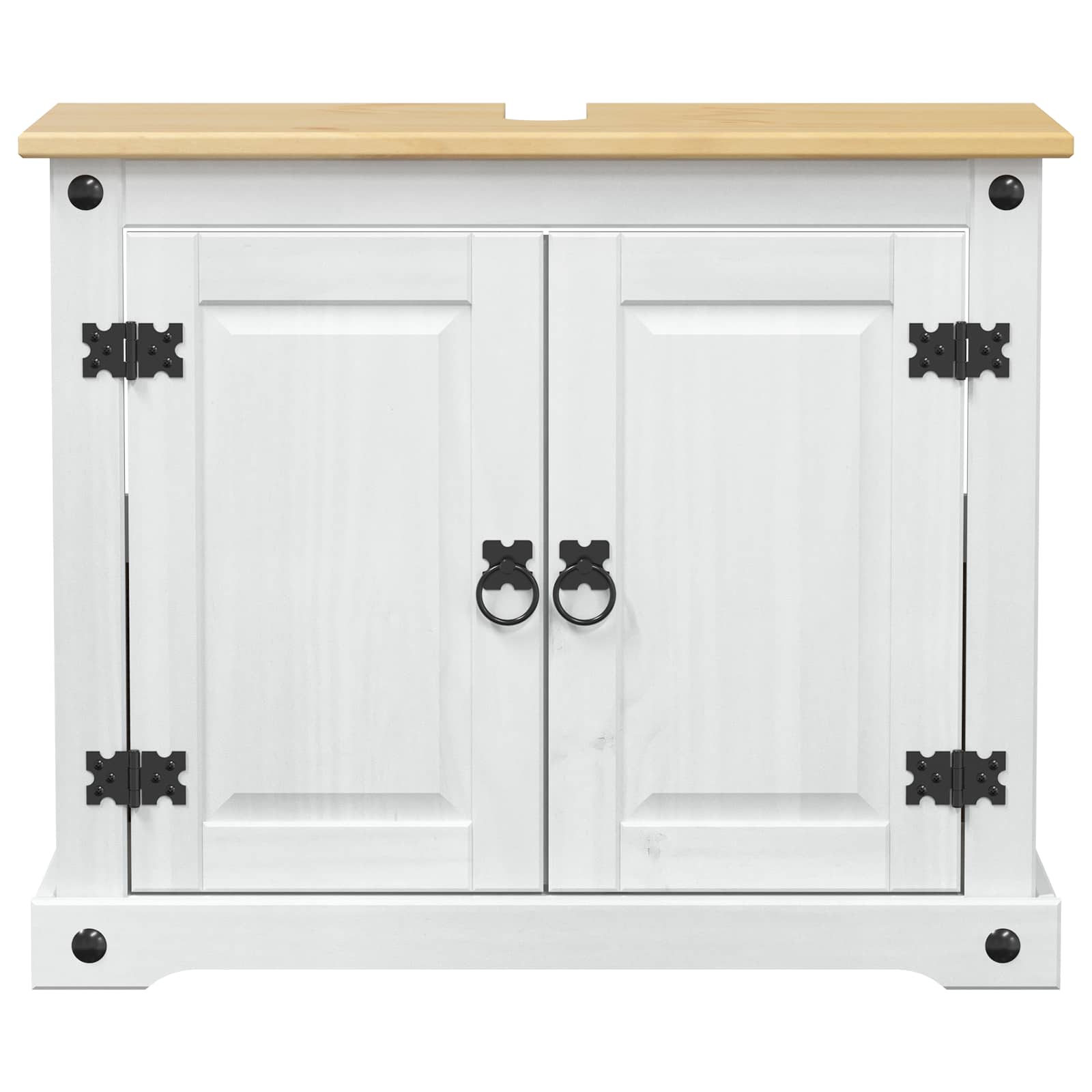 Waschbeckenunterschrank mit Regal mit Tür Weiß 73 x 33 x 60 cm