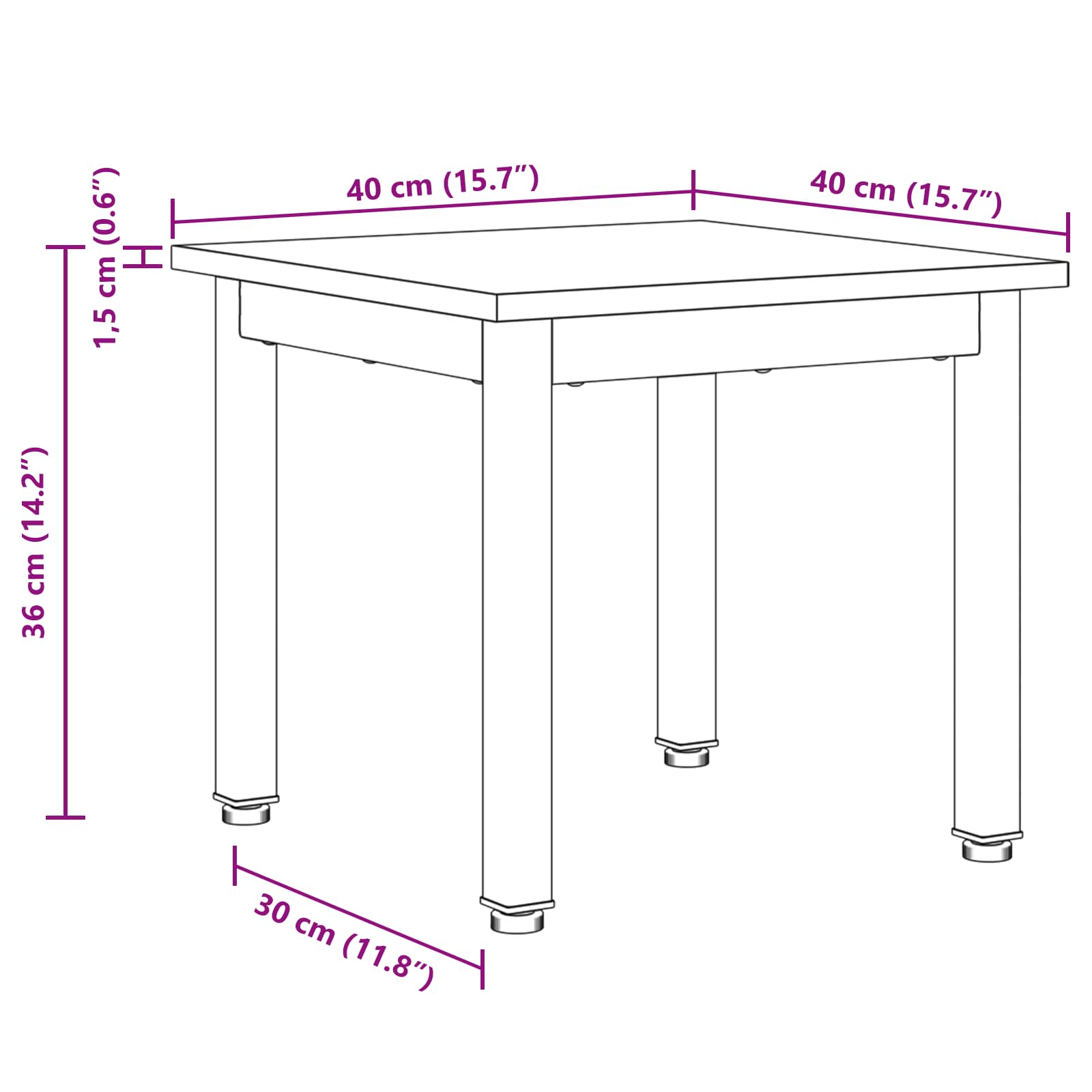 Couchtisch Sonoma 40 x 40 x 36 cm Holzwerkstoff