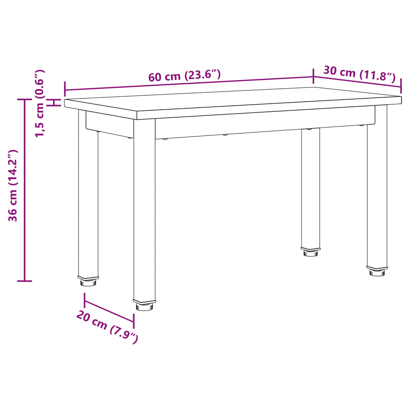 Couchtisch Altholz 60 x 30 x 36 cm Holzwerkstoff