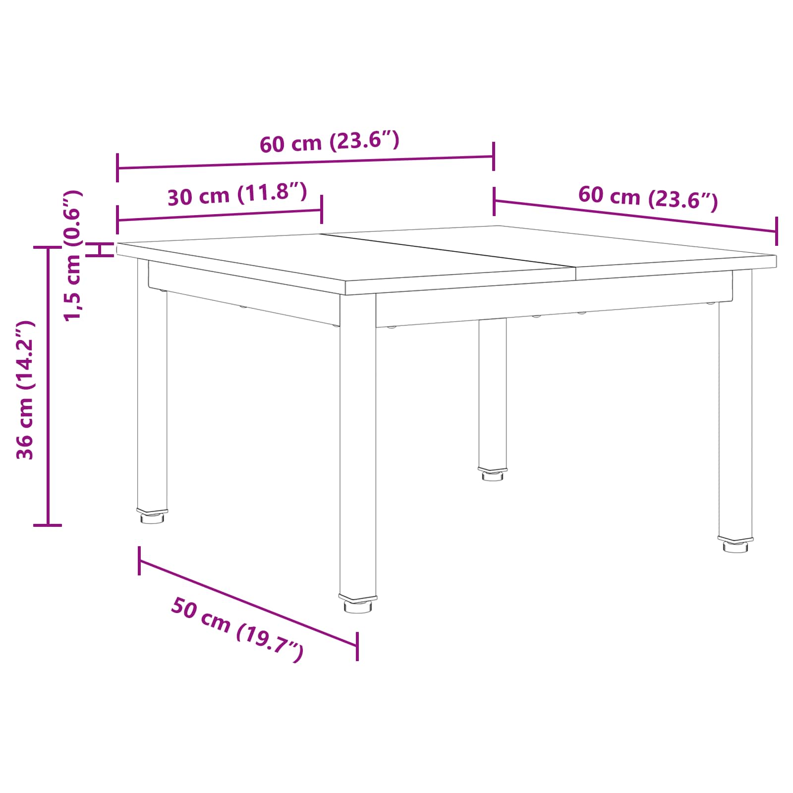 Couchtisch Schwarz Eichen-Optik 60 x 60 x 36 cm Holzwerkstoff