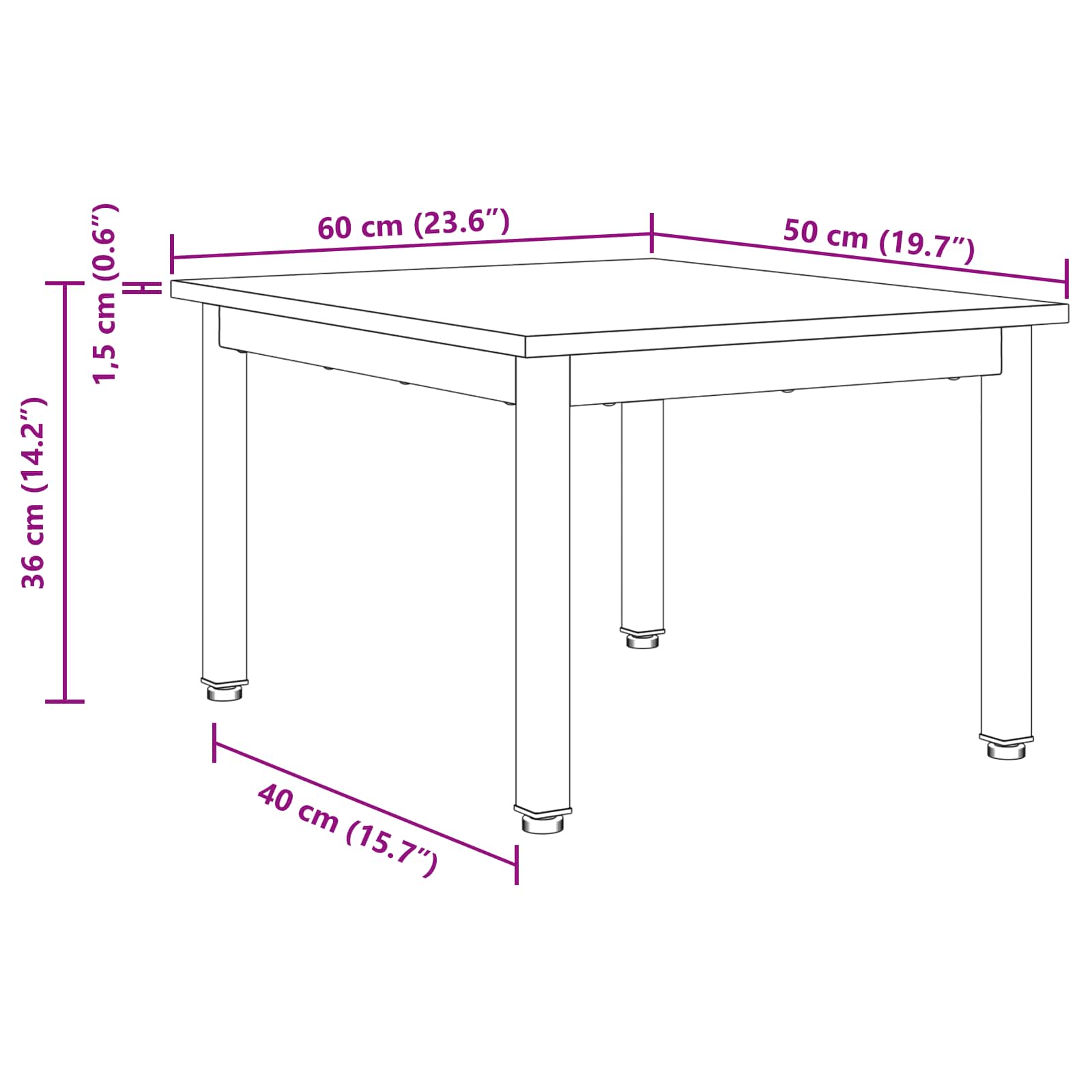 Couchtisch Schwarz Eichen-Optik 60 x 50 x 36 cm Holzwerkstoff