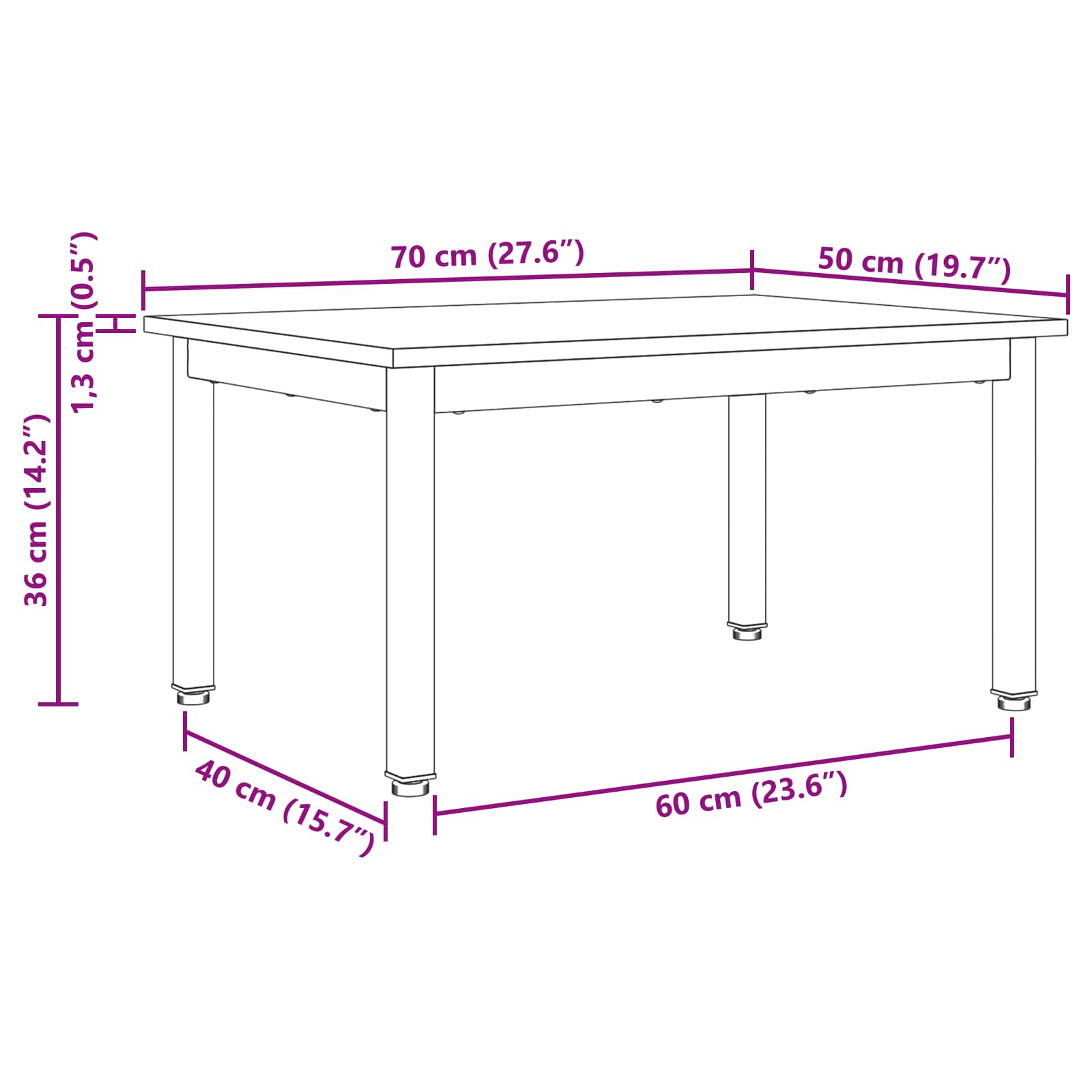 Couchtisch Schwarz Eichen-Optik 70 x 50 x 36 cm Holzwerkstoff