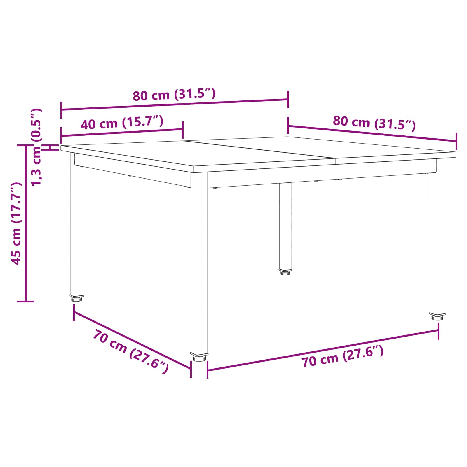 Couchtisch Altholz 80 x 80 x 45 cm Holzwerkstoff