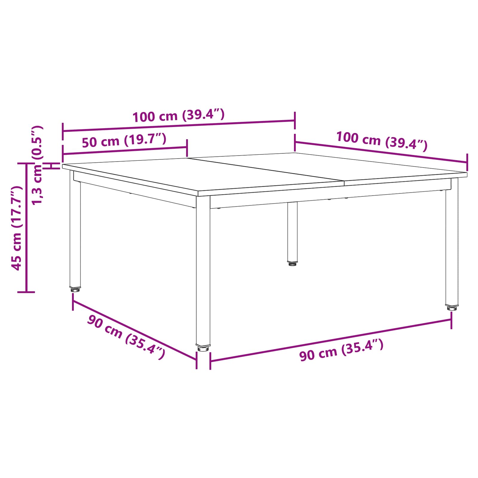 Couchtisch Sonoma 100 x 100 x 45 cm Holzwerkstoff