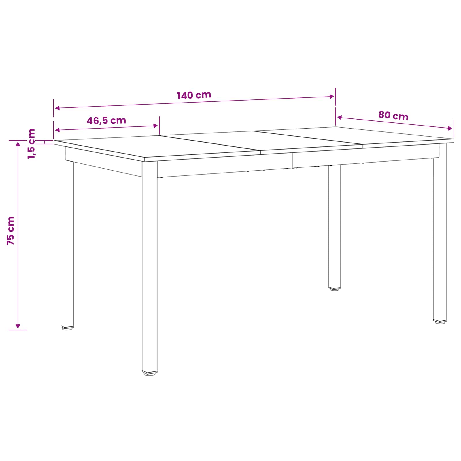 Esstische 140 x 80 x 75 cm METALL