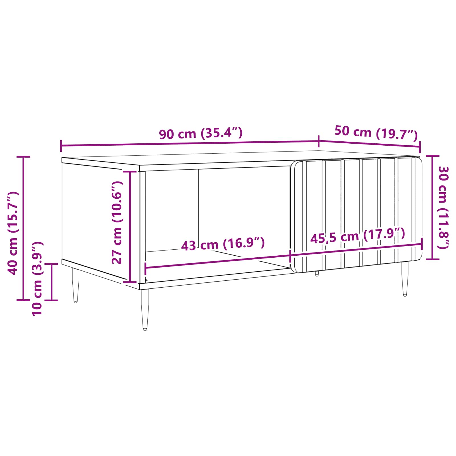 Couchtisch Schwarz 90 x 50 x 40 cm Holzwerkstoff