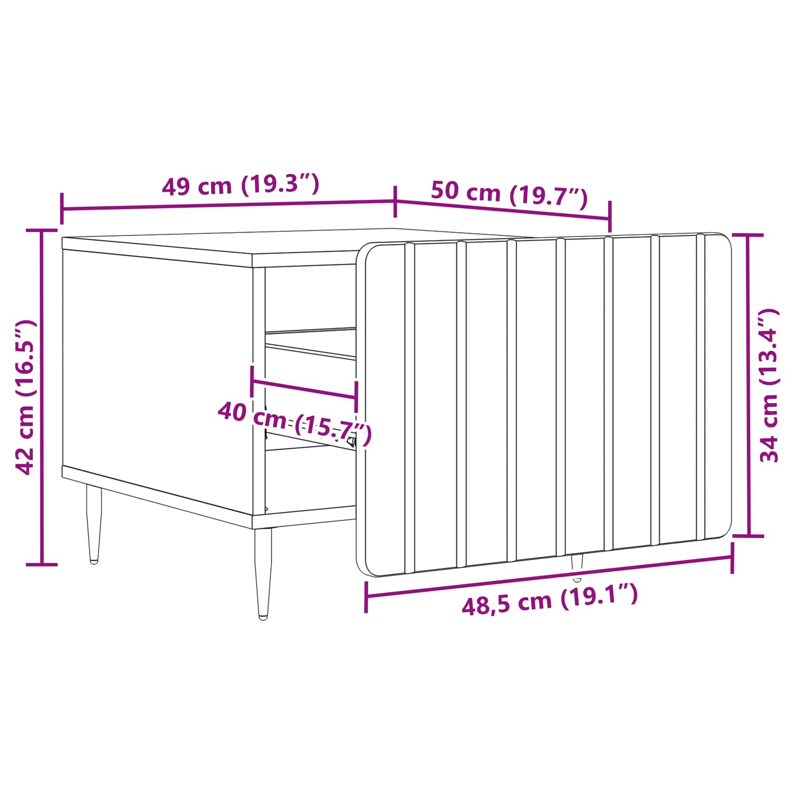 Couchtisch mit Schubladen Schwarz 49 x 50 x 42 cm Holzwerkstoff