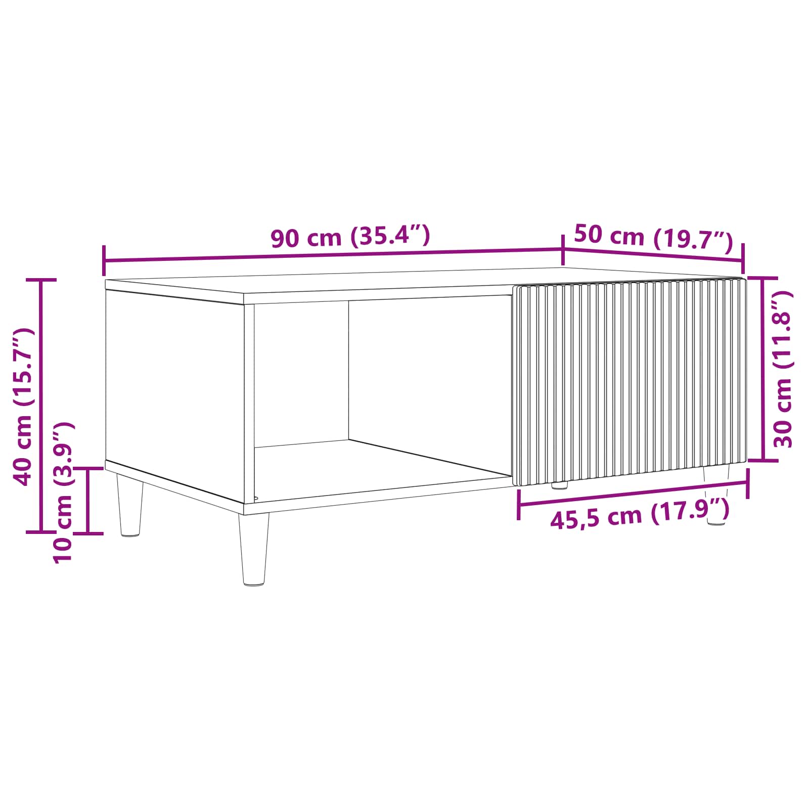 Couchtisch Betongrau 90 x 50 x 40 cm Holzwerkstoff