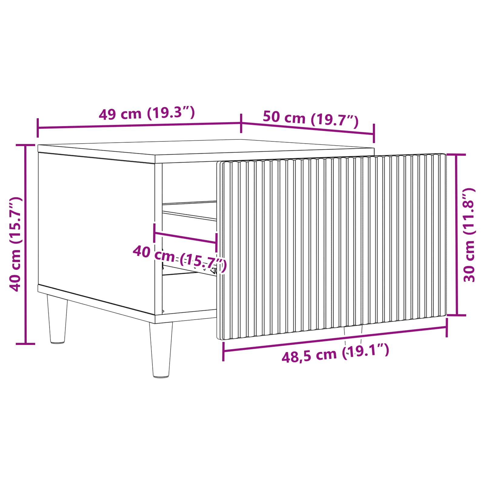 Couchtisch Betongrau 49 x 50 x 40 cm Holzwerkstoff