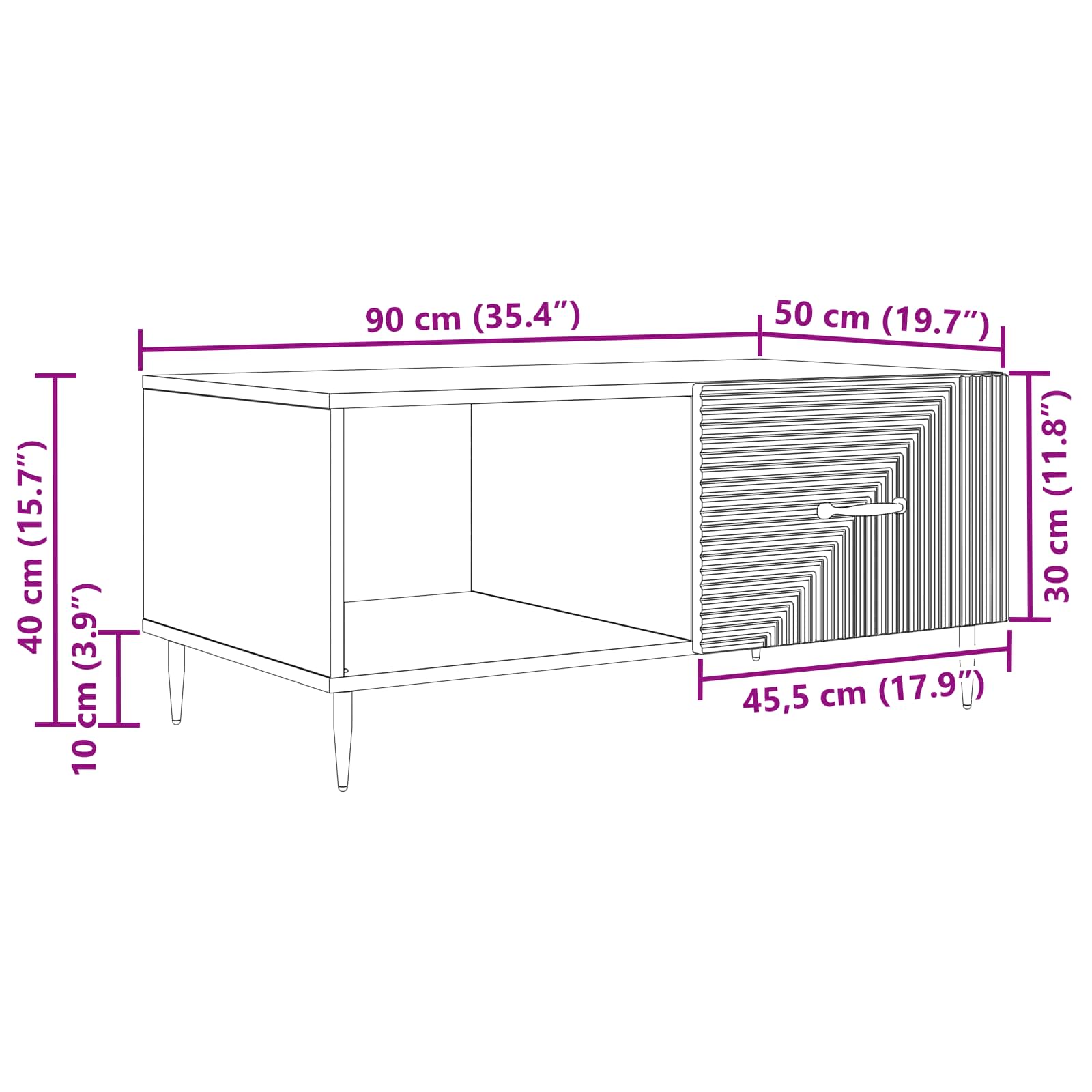 Couchtisch Graues Sonoma 90 x 50 x 40 cm Holzwerkstoff