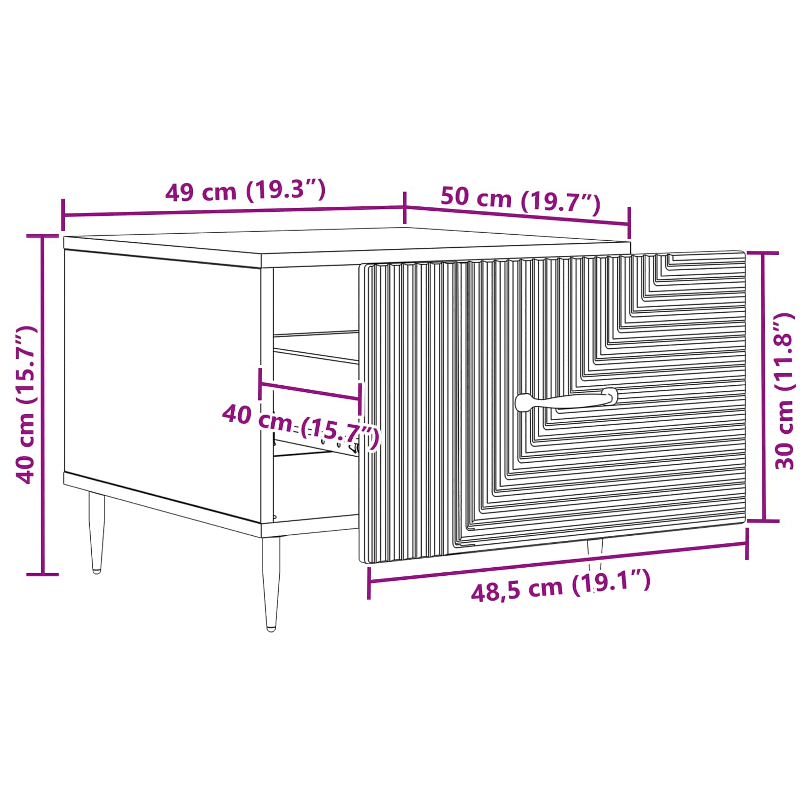 Couchtisch mit Schubladen Schwarz 49 x 50 x 40 cm Holzwerkstoff