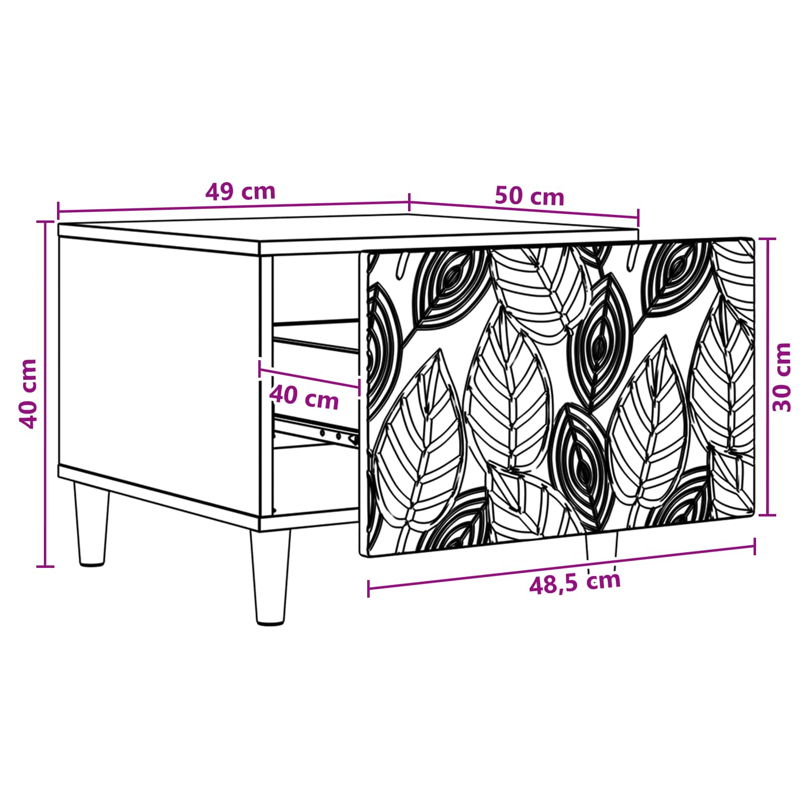 Couchtisch Artisan-Eiche 50 x 49 x 40 cm Holzwerkstoff