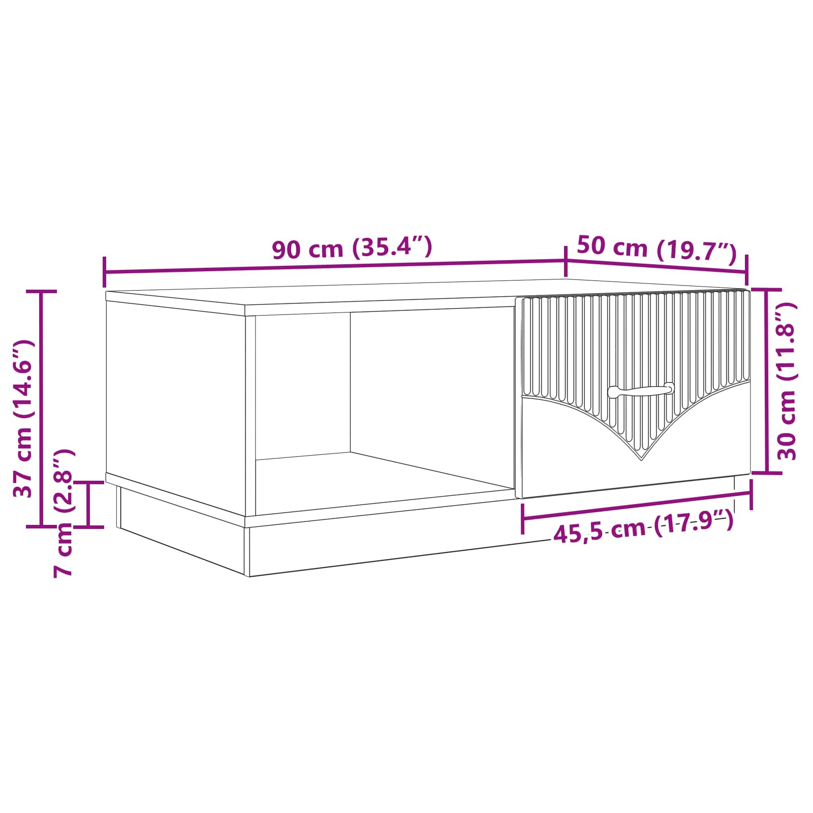 Couchtisch Graues Sonoma 90 x 50 x 37 cm Holzwerkstoff