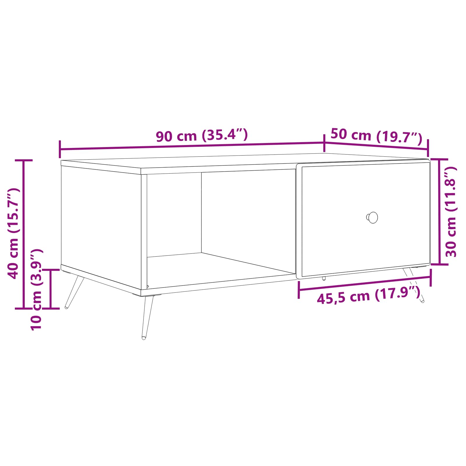 Couchtisch Betongrau 90 x 50 x 40 cm Holzwerkstoff