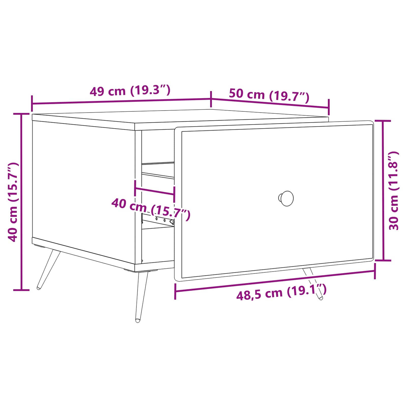 Couchtisch Graues Sonoma 49 x 50 x 40 cm Holzwerkstoff
