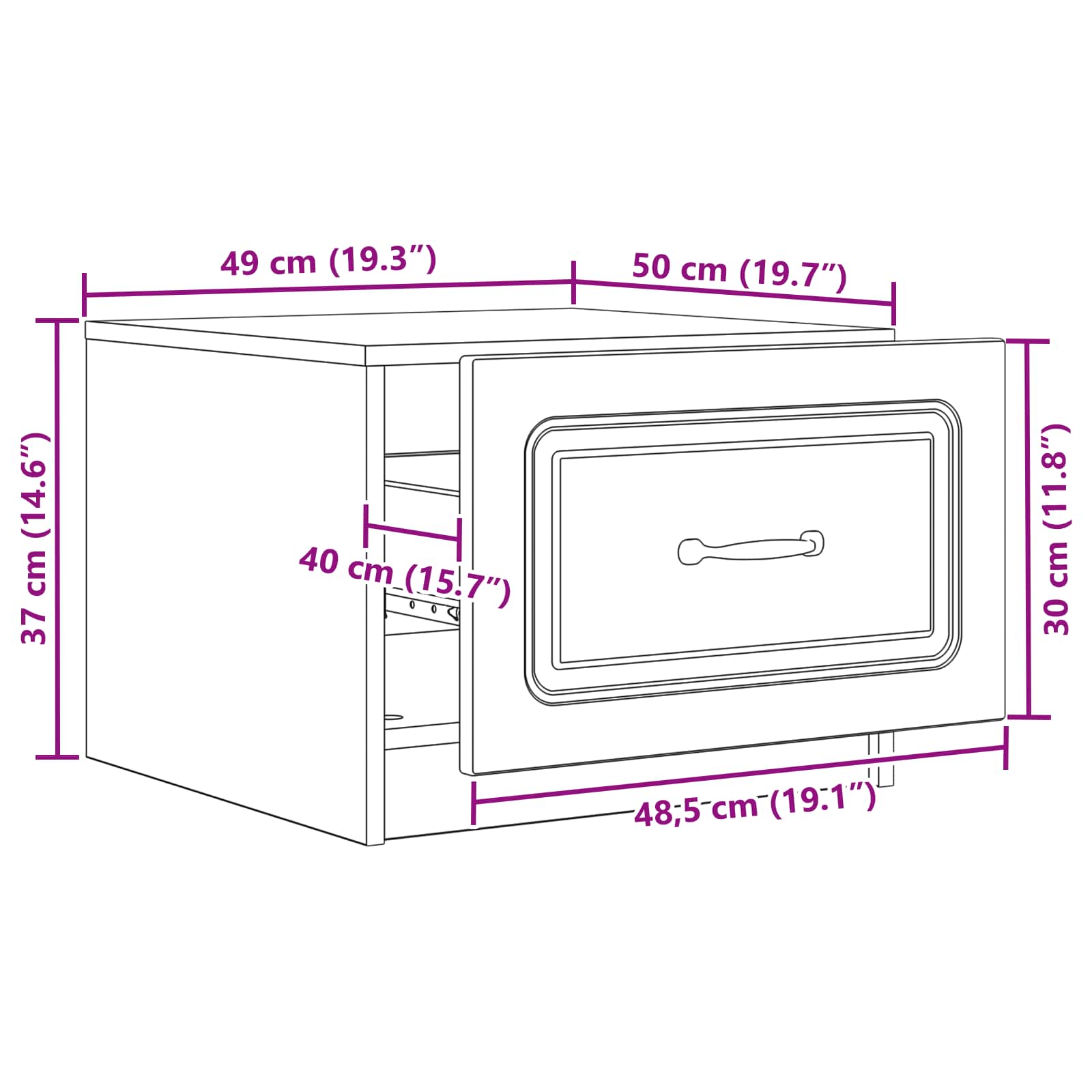 Couchtisch mit Schubladen Schwarz 49 x 50 x 37 cm Holzwerkstoff