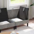 Wohnzimmergarnitur mit Kissen mit Speicher 3 pcs Hellgrau Samt