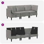 Wohnzimmergarnitur mit Kissen mit Speicher 3 pcs Hellgrau Samt