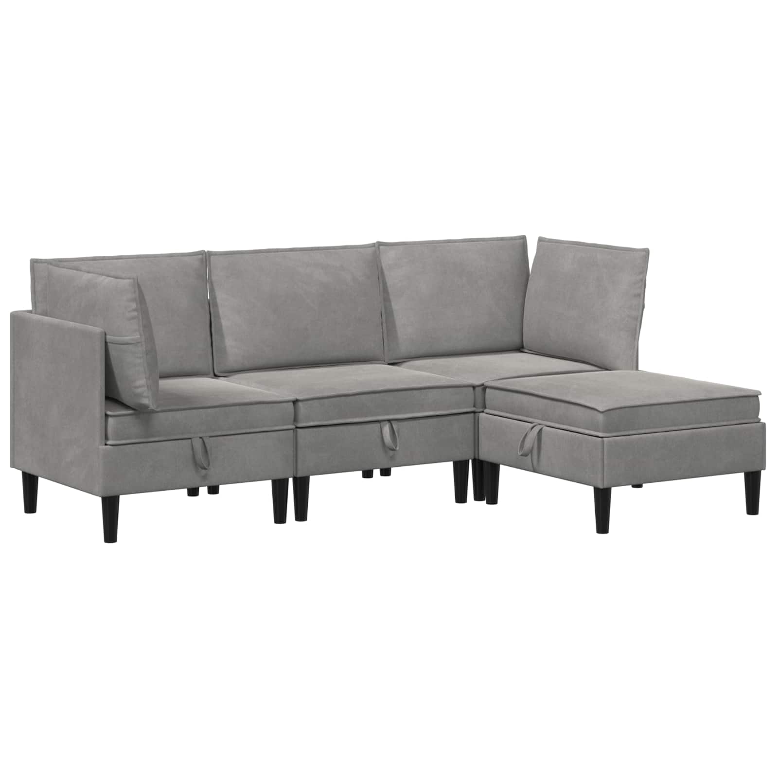 Wohnzimmergarnitur mit Kissen mit Speicher 4 pcs Hellgrau Samt