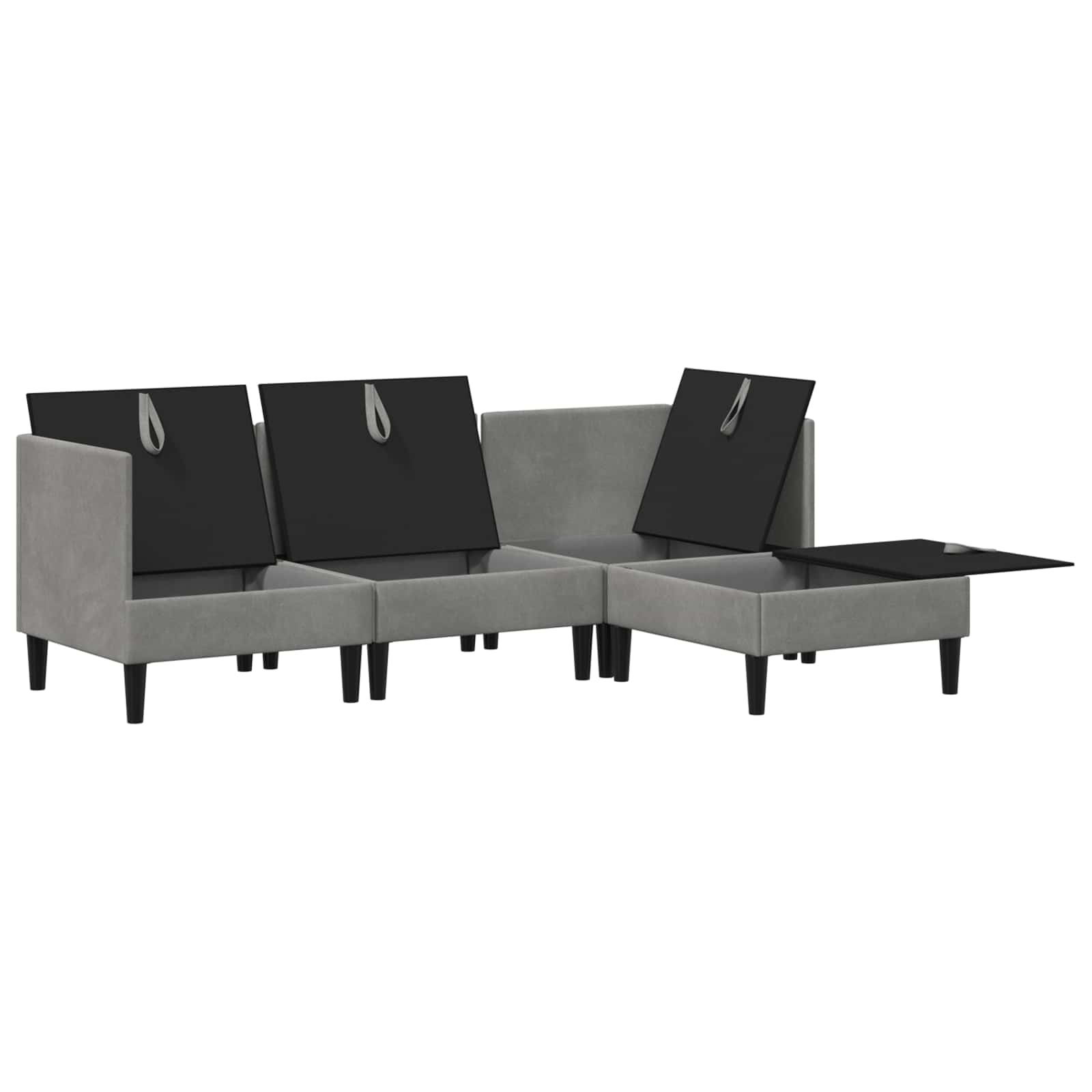 Wohnzimmergarnitur mit Kissen mit Speicher 4 pcs Hellgrau Samt