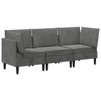 Wohnzimmergarnitur mit Kissen 3 pcs Dunkelgrau Samt