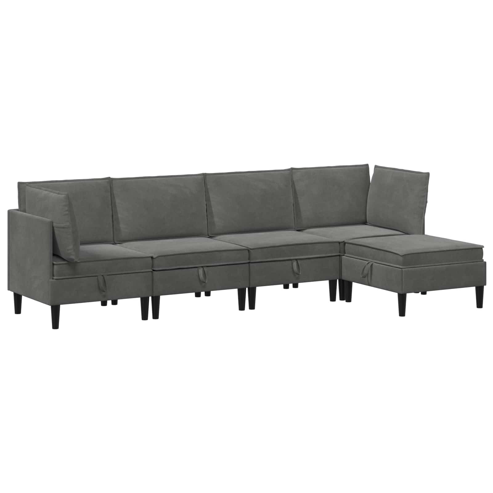 Wohnzimmergarnitur mit Kissen 5 pcs Dunkelgrau Samt