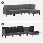 Wohnzimmergarnitur mit Kissen 5 pcs Dunkelgrau Samt