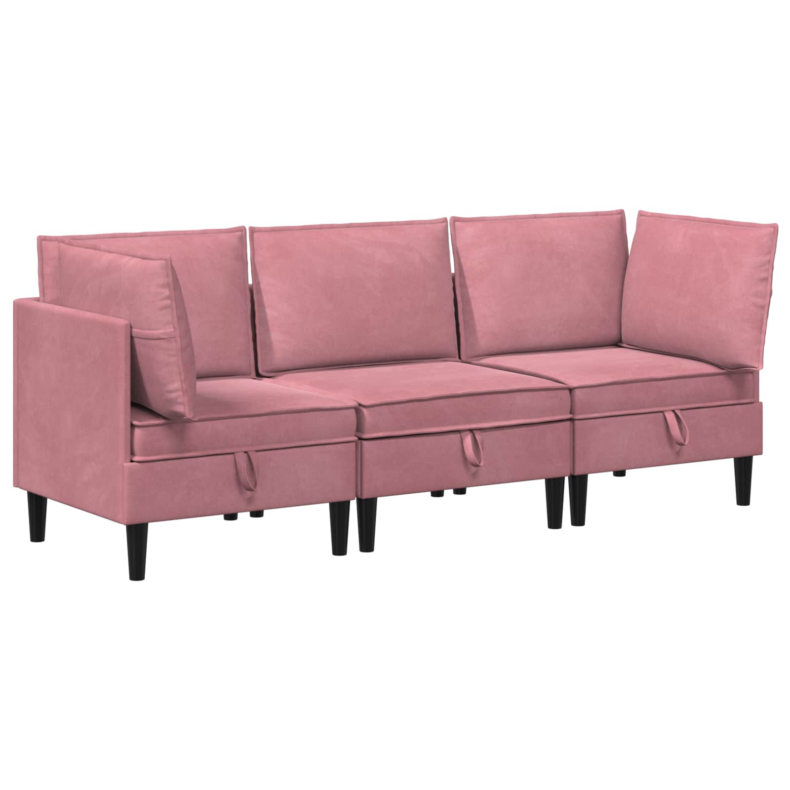Wohnzimmergarnitur mit Kissen mit Speicher 3 pcs Rosa Samt