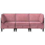 Wohnzimmergarnitur mit Kissen mit Speicher 3 pcs Rosa Samt
