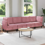 Wohnzimmergarnitur mit Kissen mit Speicher 4 pcs Rosa Samt