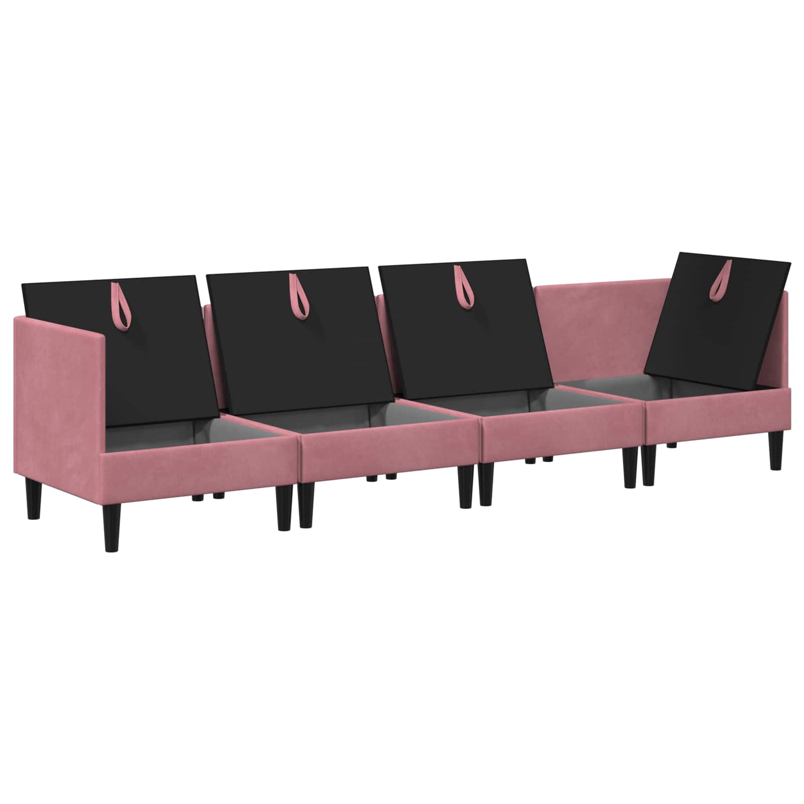 Wohnzimmergarnitur mit Kissen mit Speicher 4 pcs Rosa Samt