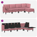 Wohnzimmergarnitur mit Kissen mit Speicher 5 pcs Rosa Samt