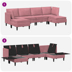 Wohnzimmergarnitur mit Kissen mit Speicher 6 pcs Rosa Samt