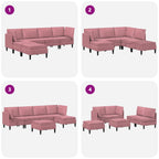 Wohnzimmergarnitur mit Kissen mit Speicher 6 pcs Rosa Samt