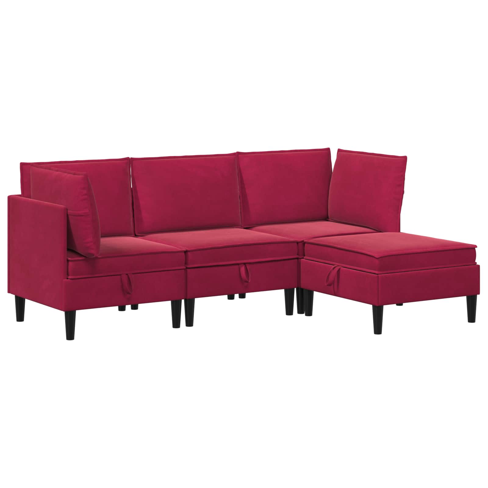 Wohnzimmergarnitur mit Kissen mit Speicher 4 pcs Weinrot Samt