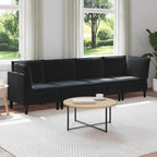 Wohnzimmergarnitur mit Kissen mit Speicher 4 pcs Schwarz Samt