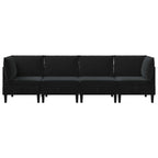 Wohnzimmergarnitur mit Kissen mit Speicher 4 pcs Schwarz Samt