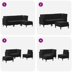 Wohnzimmergarnitur mit Kissen mit Speicher 4 pcs Schwarz Samt
