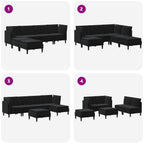 Wohnzimmergarnitur mit Kissen mit Speicher 6 pcs Schwarz Samt
