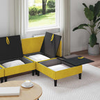 Wohnzimmergarnitur mit Kissen mit Speicher 4 pcs Gelb Samt