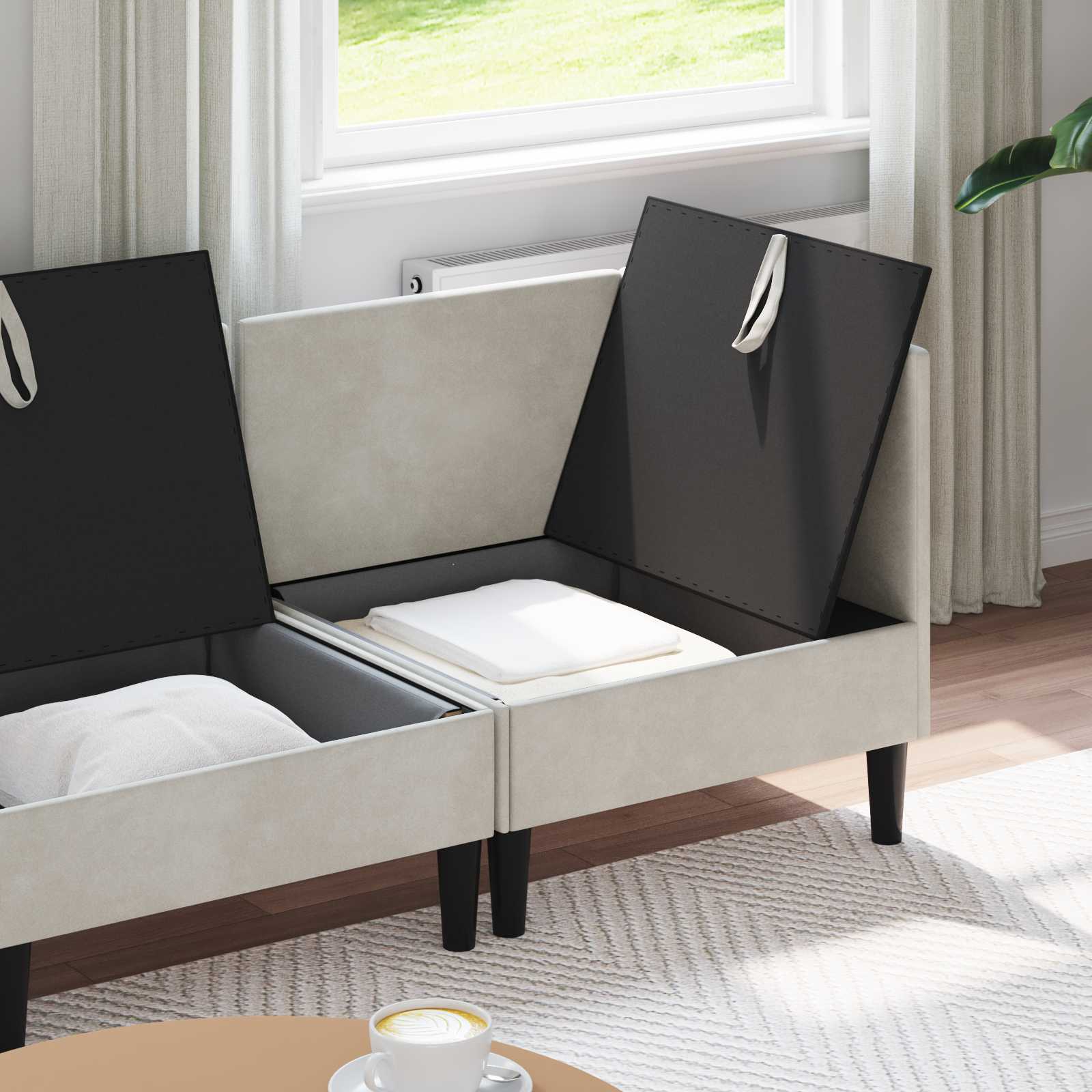 Wohnzimmergarnitur mit Kissen mit Speicher 4 pcs Creme Samt