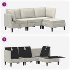 Wohnzimmergarnitur mit Kissen mit Speicher 4 pcs Creme Samt