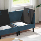 Wohnzimmergarnitur mit Kissen mit Speicher 3 pcs Blau Samt
