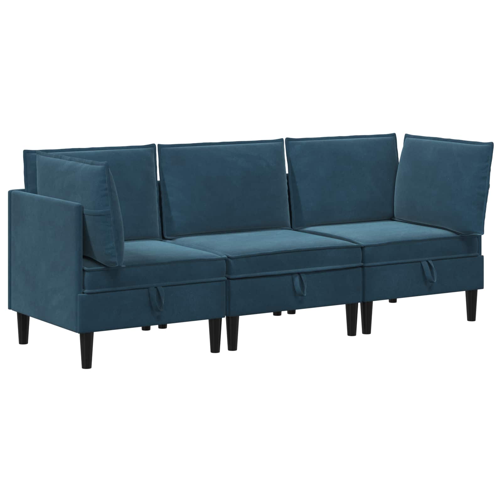 Wohnzimmergarnitur mit Kissen mit Speicher 3 pcs Blau Samt