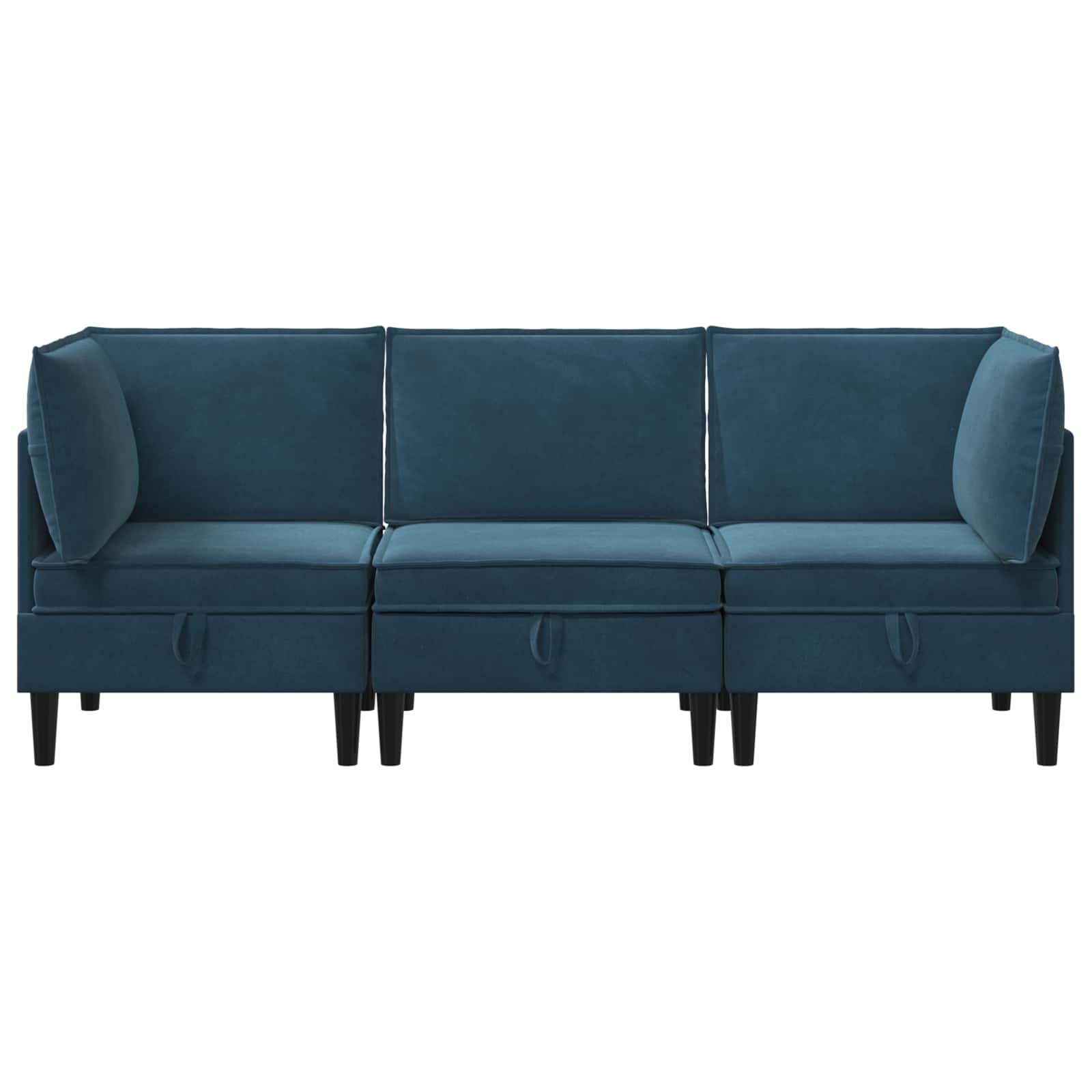 Wohnzimmergarnitur mit Kissen mit Speicher 3 pcs Blau Samt