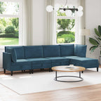 Wohnzimmergarnitur mit Kissen mit Speicher 5 pcs Blau Samt