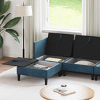 Wohnzimmergarnitur mit Kissen mit Speicher 5 pcs Blau Samt